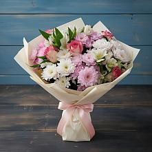 Букет цветов из:  Хризантемы, Альстромерии и Розы #REPLACE_PRED# Алейске Алтайский край