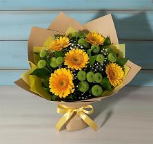 Букет цветов из:  Герберы и Хризантемы в Алейске Алтайский край