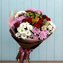 Букет цветов из:  Розы, Хризантемы и Альстромерии в Алейске Алтайский край