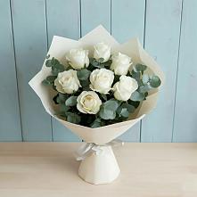 Букет Белые розы в Эвкалипте #REPLACE_PRED# Алейске Алтайский край